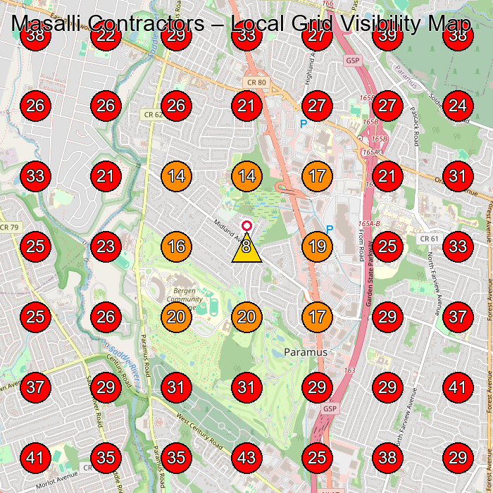 Masalli Contractors GeoGrid visibility map for Flooring Store in Paramus